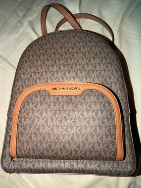 Michael Kors Brown and Tan Logo Backpack